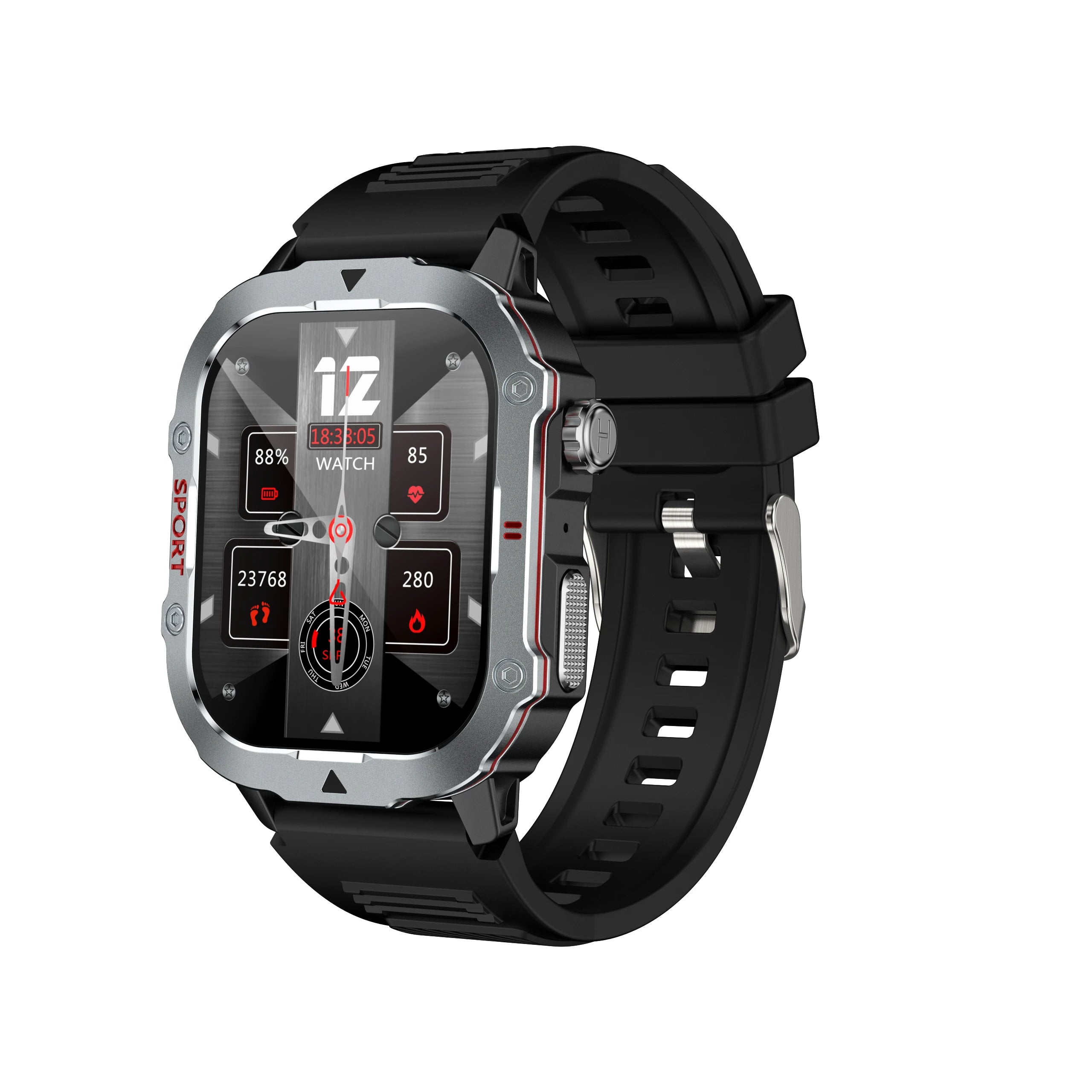 Military Smart Watch for Men Bluetooth Call 2.19'' HD Screen New Smartwatch Heart Rate Monitor Outdoor Sports for Android Phone