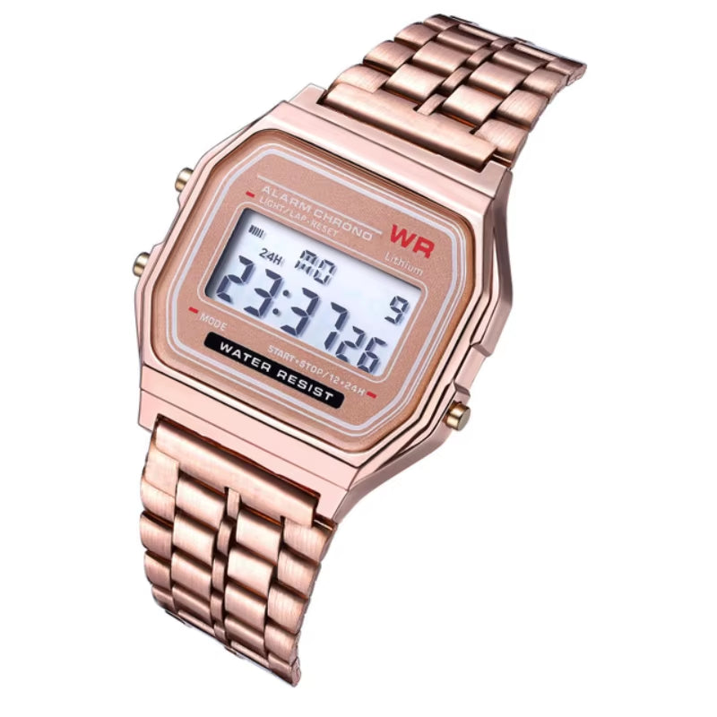 F91W Non-Waterproof Steel Band Watch for Women, Men, Business Clock, Multi-Functional LED Digital Sports Watch, Electronic Clock