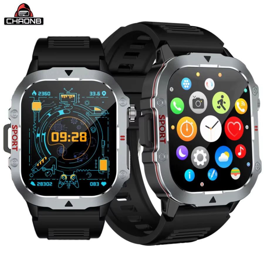 Military Smart Watch for Men Bluetooth Call 2.19'' HD Screen New Smartwatch Heart Rate Monitor Outdoor Sports for Android Phone