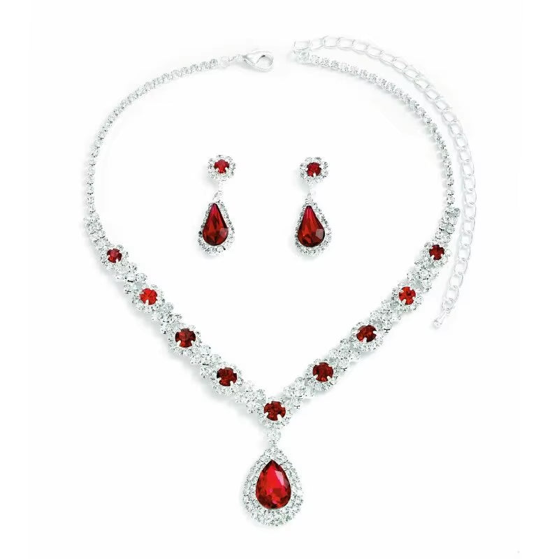 Ensemble de 3 colliers et boucles d'oreilles en cristal pour femme