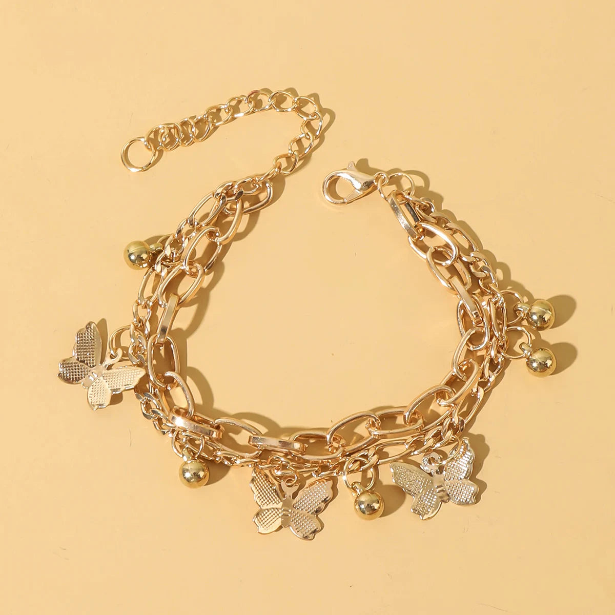1PC Women'S Fashion Trend Multi Layer Steel Ball Bean Love Bracelet Travel, Date, Banquet, Party, Festival Gift