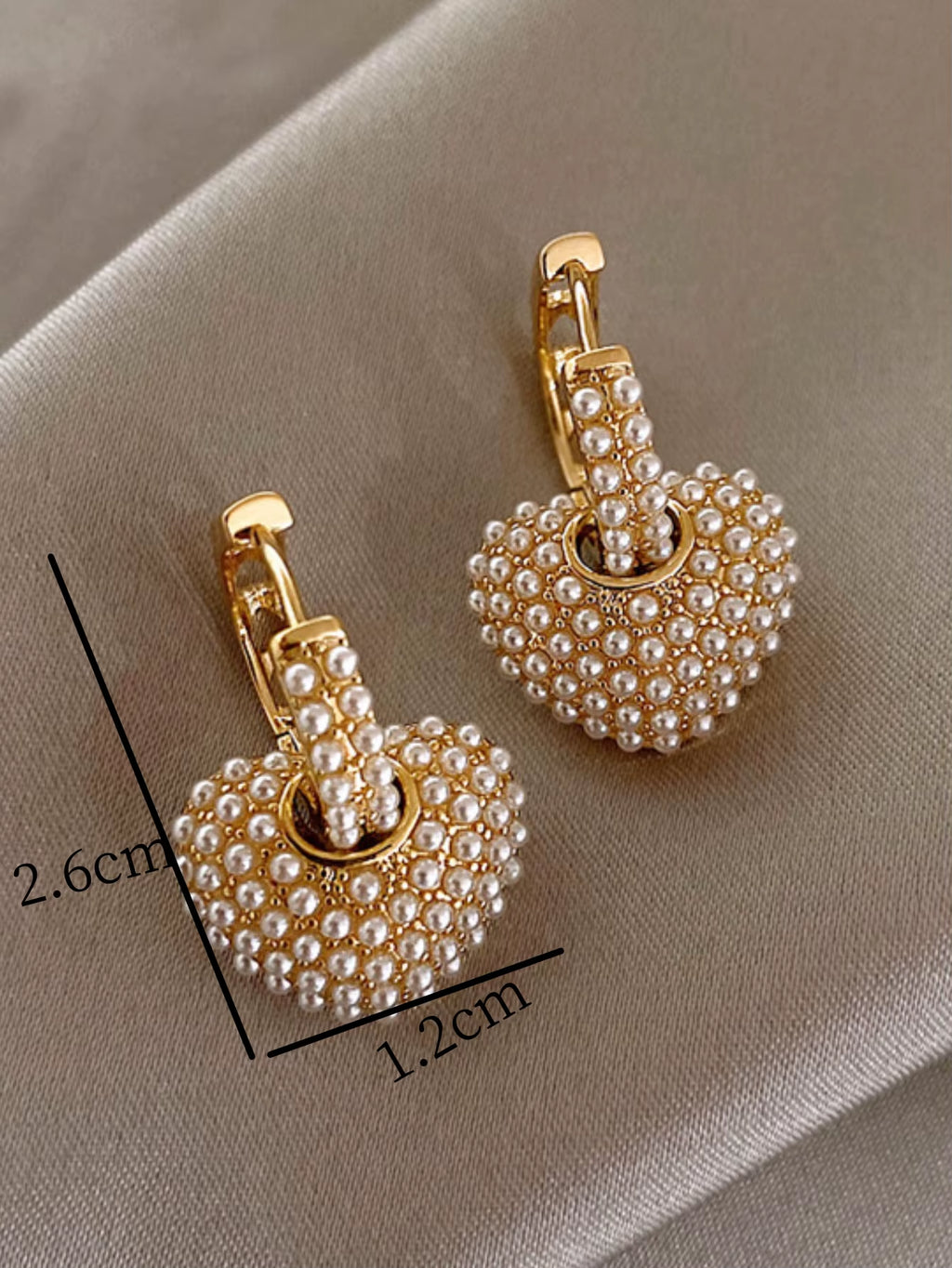 2Pcs Retro Fashion Peach Heart Studded with Pearl Women'S Earrings for Daily Dating Accessories