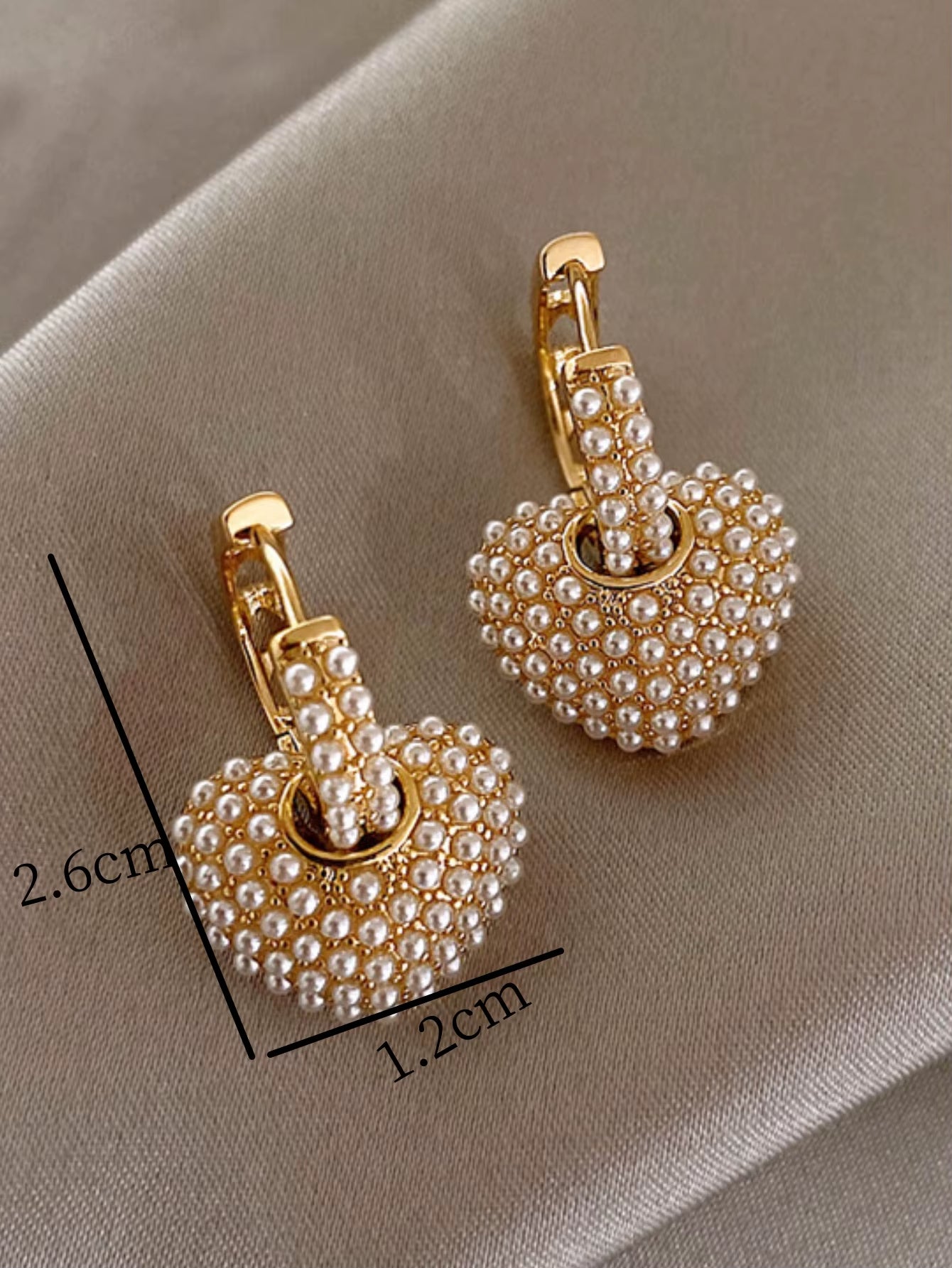 2Pcs Retro Fashion Peach Heart Studded with Pearl Women'S Earrings for Daily Dating Accessories