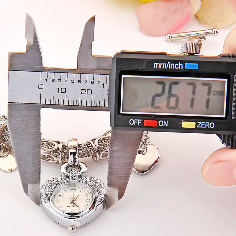 2025 Cute Golden Silver Heart Bracelet Watch INS Style Girl Women Heart Steel Band Bracelet Lover Watch Gift for Girlfriend