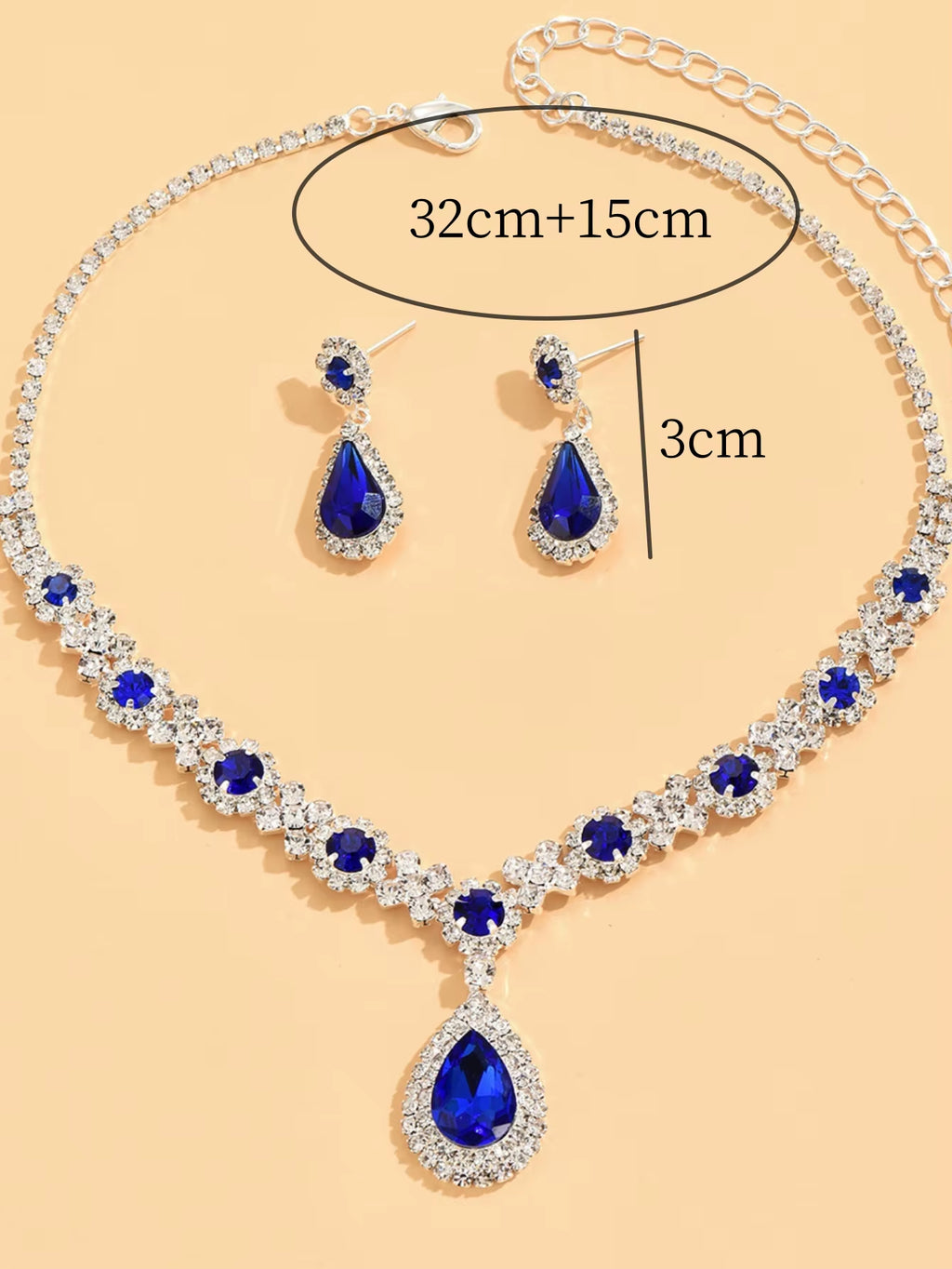 Ensemble de 3 colliers et boucles d'oreilles en cristal pour femme