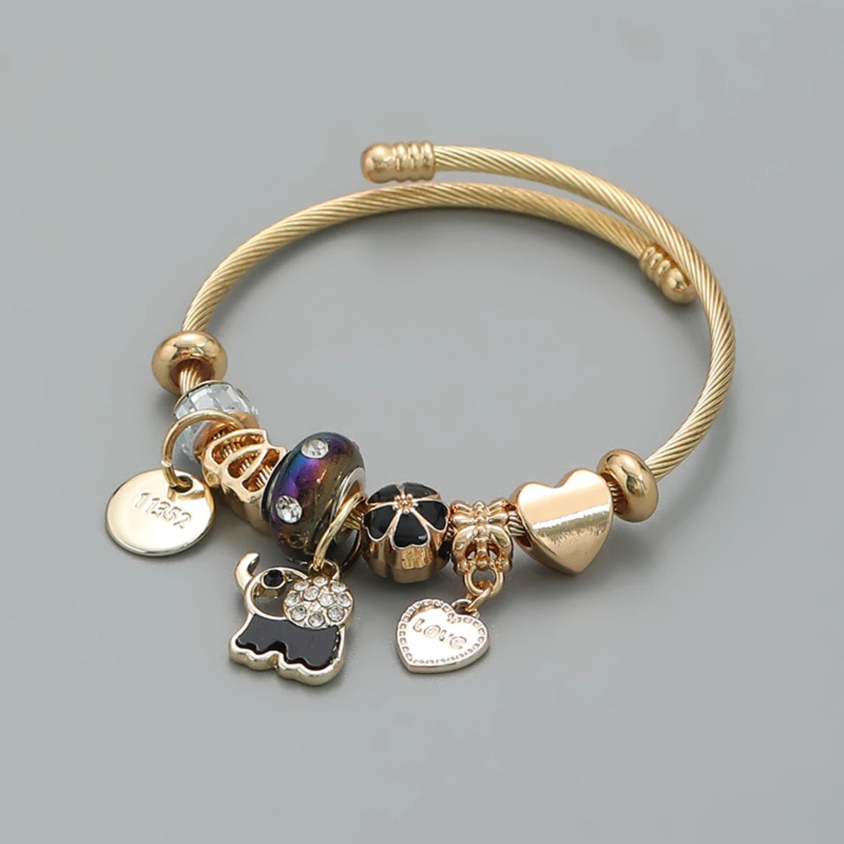 Fashion Multi Element Stainless Steel Circle Panjiadora Beaded Love Bracelet Suitable for Women'S Dating, Daily Holiday Gifts