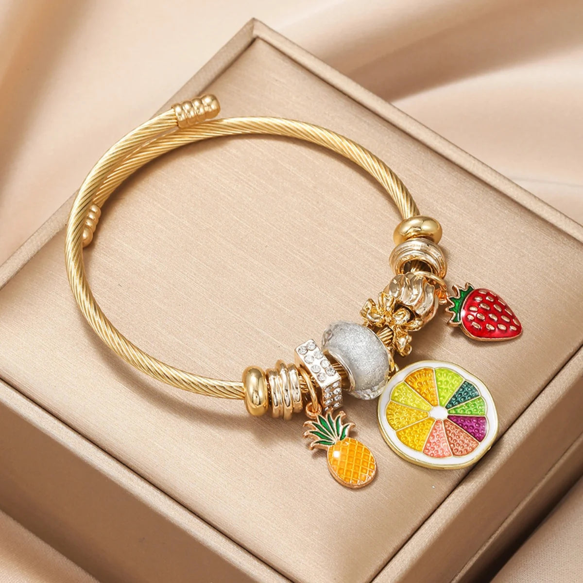 Fashion Multi Element Stainless Steel Circle Panjiadora Beaded Love Bracelet Suitable for Women'S Dating, Daily Holiday Gifts