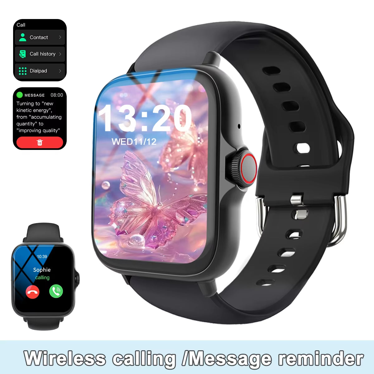 1.83'' HD Smart Watch Message Answer Call Music Life Waterproof Sleep Monitoring Sports Pedometer Smartwatch for Android IOS