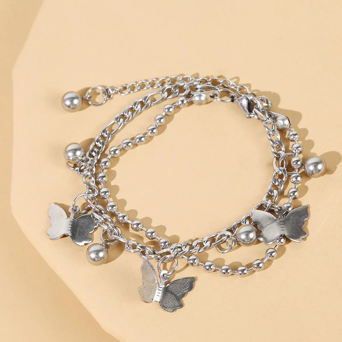 1PC Women'S Fashion Trend Multi Layer Steel Ball Bean Love Bracelet Travel, Date, Banquet, Party, Festival Gift